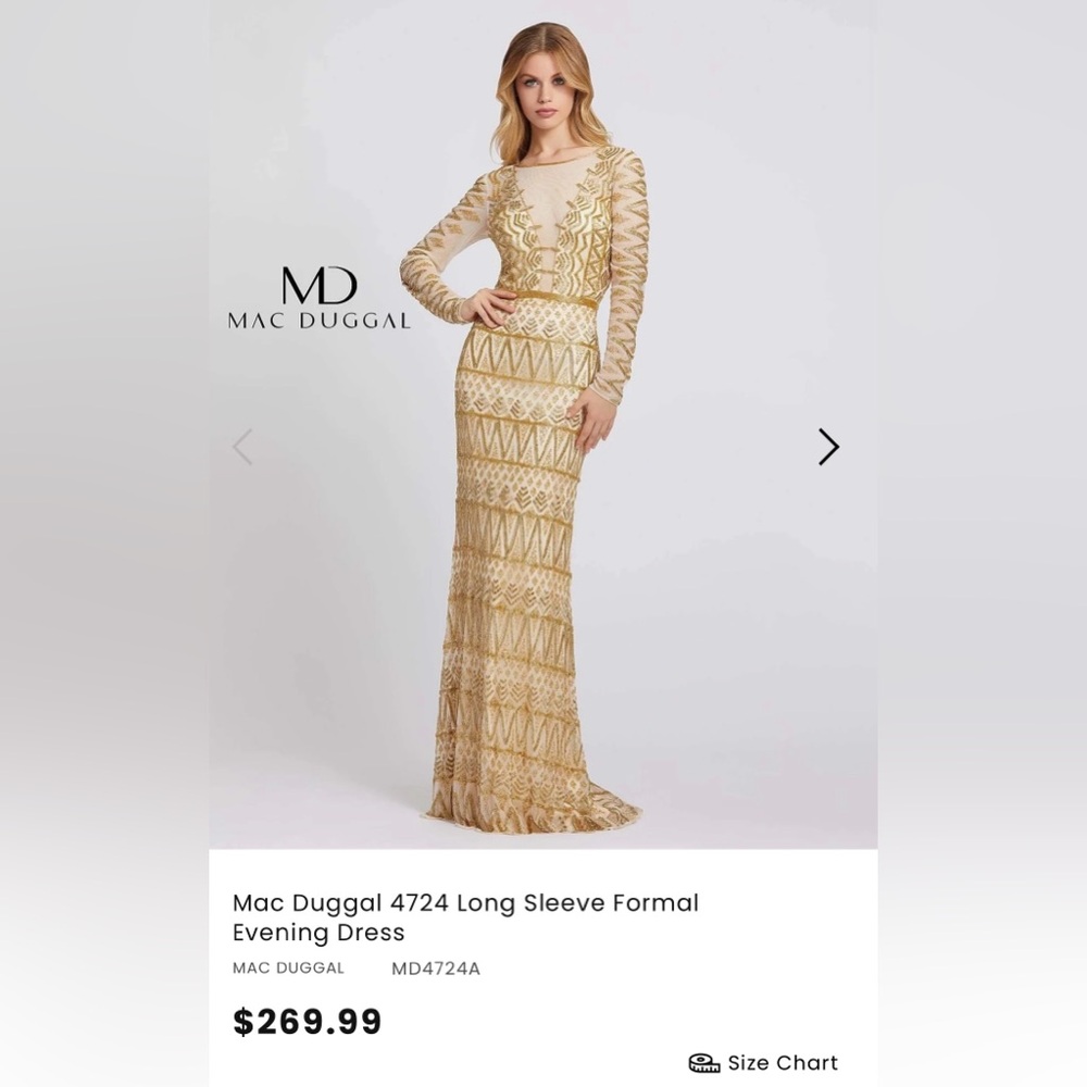 White & Gold Liquid Beaded Sequined Macduggal Pageant Prom Formal/Dress Gown